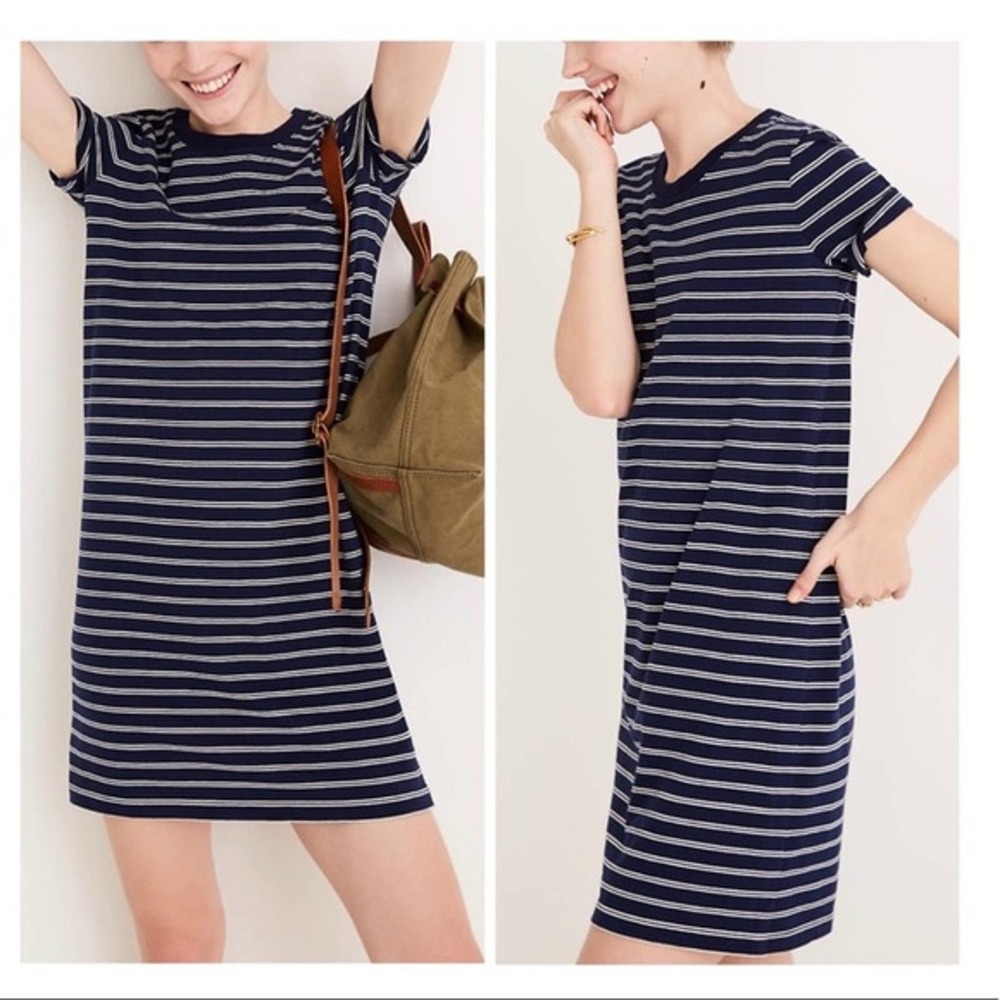 Madewell Tina Striped Pocket Tee Dress